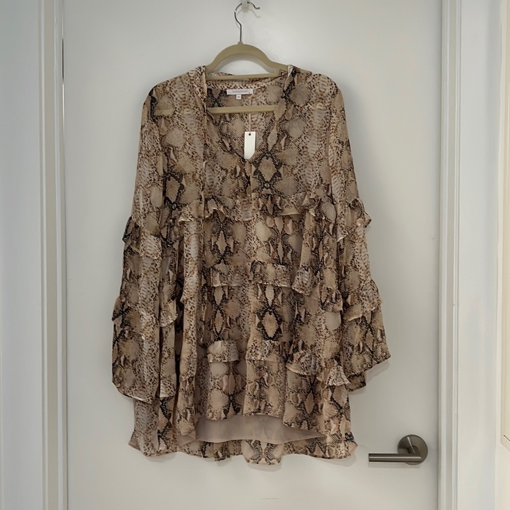New With Tags Olivaceous snake-print dress